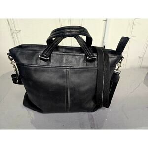 COACH Genuine Black Leather Business Tote Work Shoulder Bag #F70673